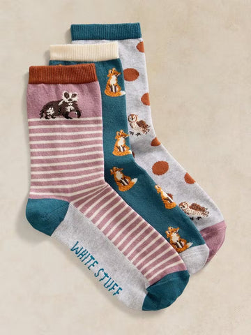 3 Pack Woodland Animal Socks