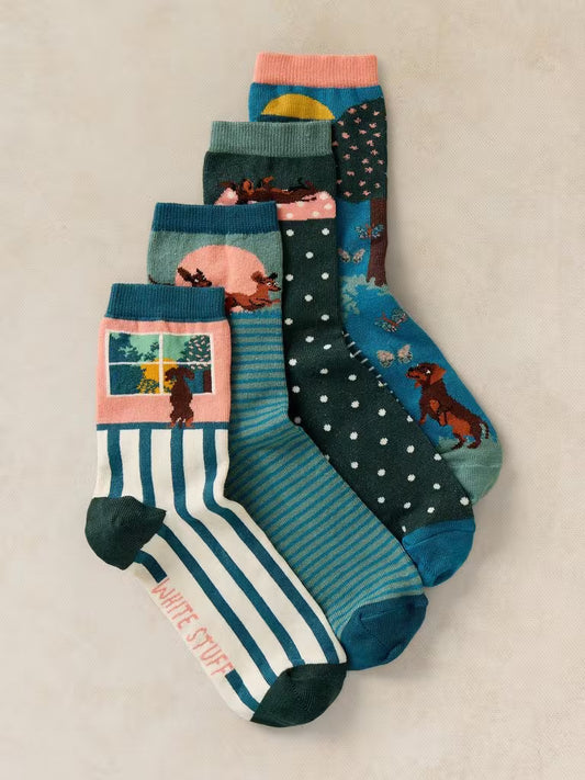 4 Pack Playful Sausage Socks
