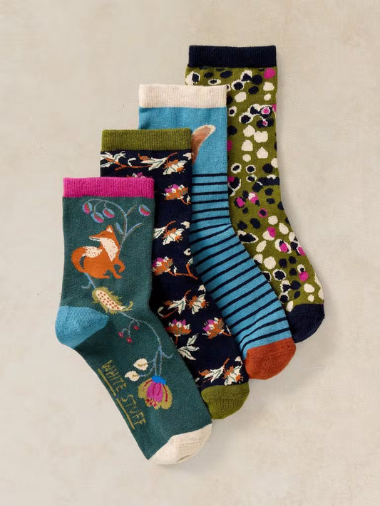 4 Pack Garden Animal Socks