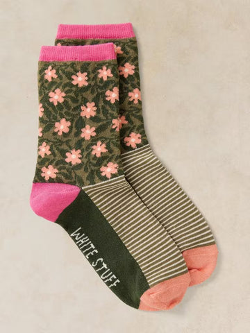 Floral Stripe Ankle Sock