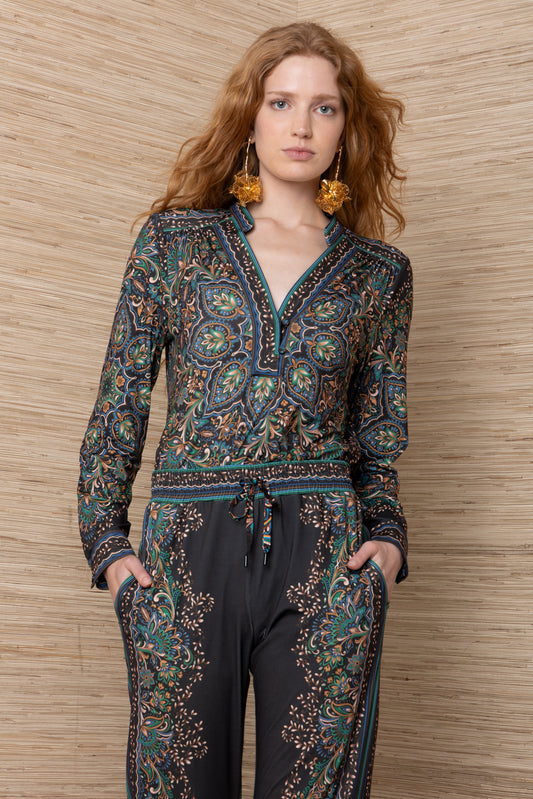Avani V Neck Button Detail Top