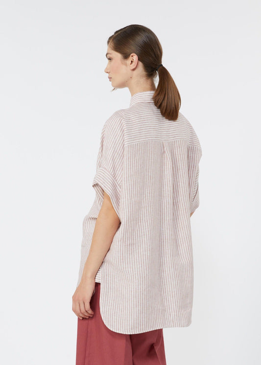 Verve Striped Short Sleeve Long Shirt