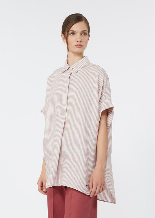 Verve Striped Short Sleeve Long Shirt