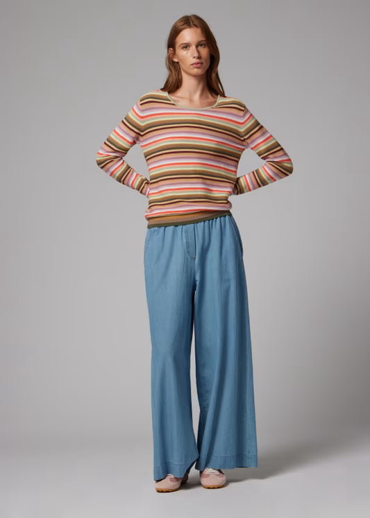 Stripe Scoop Neck Knitted Top