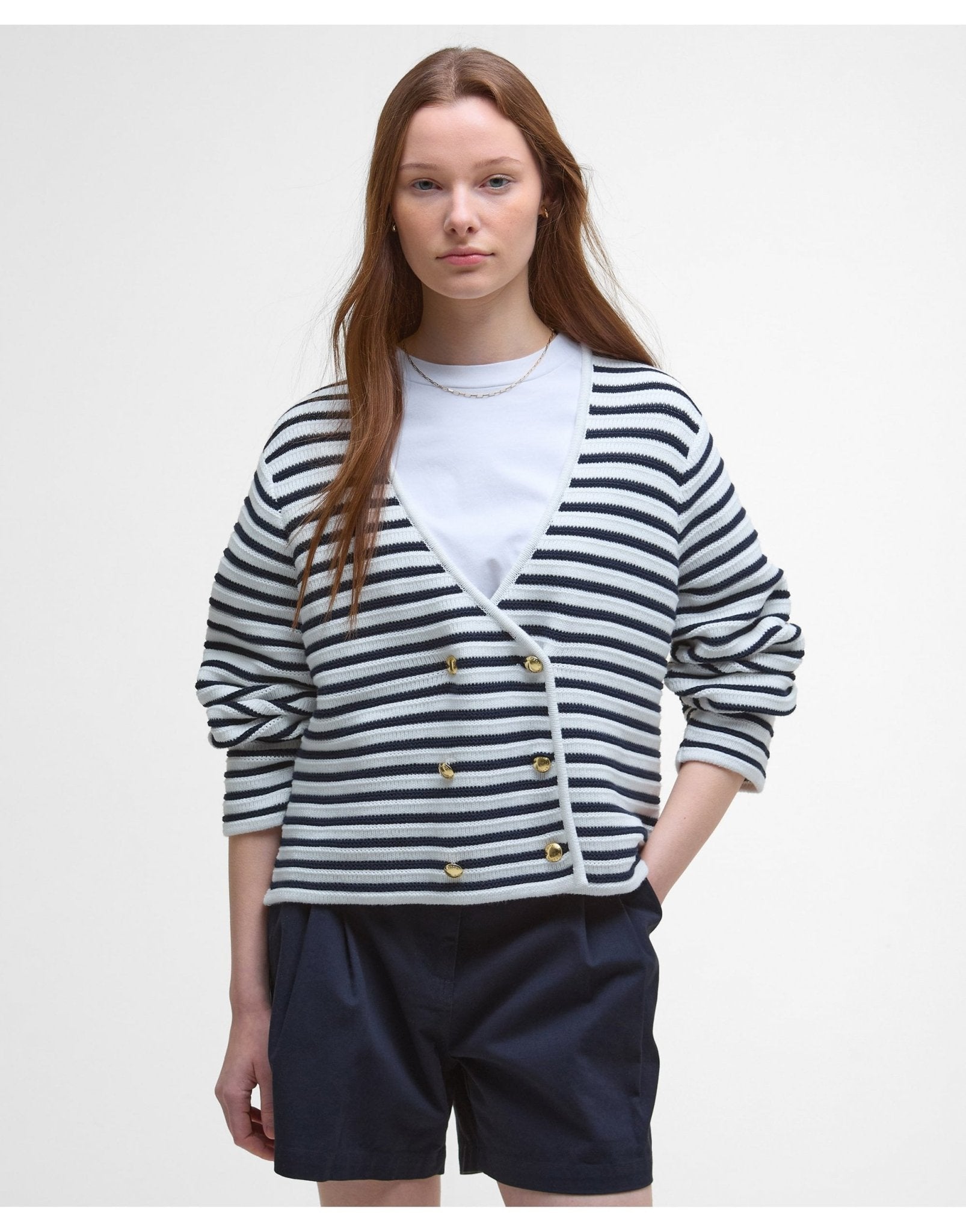 Young Ideas/Henmores - Abby Knitted Cardigan - WH71 Cloud/Navy - 8