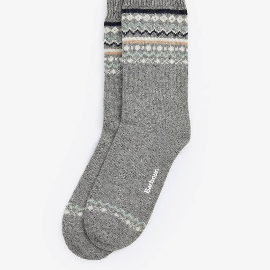 Young Ideas & Henmores -Anaise Fair Isle Sock -GY51 Mid Grey/Loden -M/L