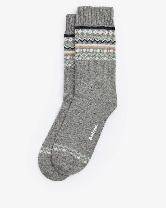 Young Ideas & Henmores -Anaise Fair Isle Sock -GY51 Mid Grey/Loden -M/L