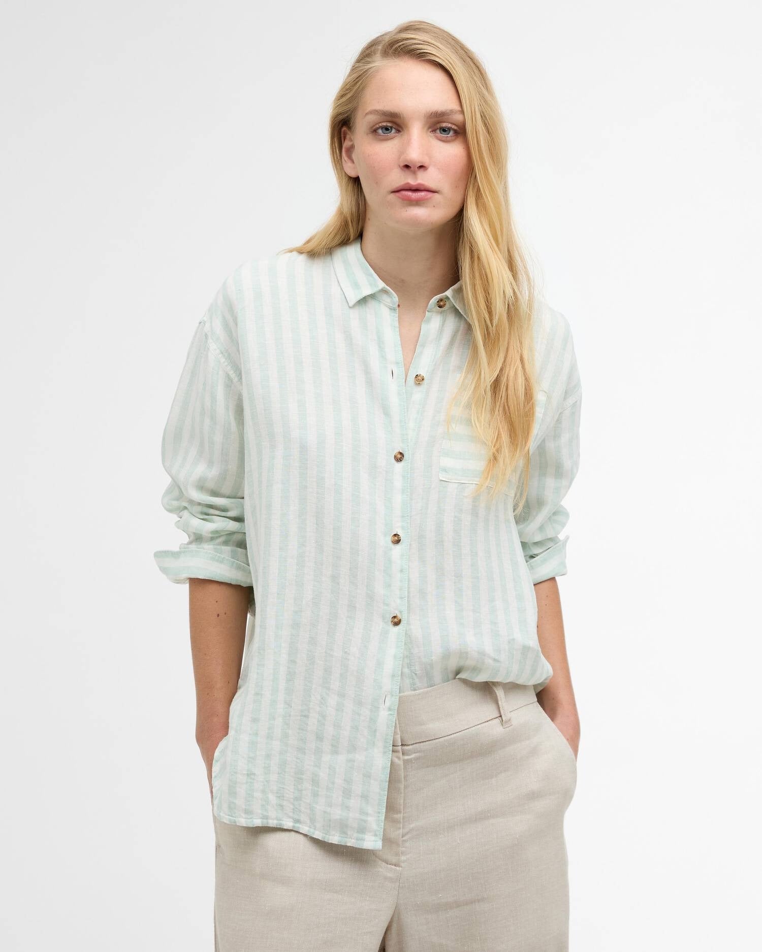 Young Ideas & Henmores - Annie Shirt - GN17 Spearmint Stripe - 8