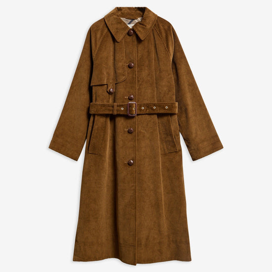 Young Ideas & Henmores -Antonella Cord Trench Casual Jacket -TA51 Tan/Birchwood Dress -8
