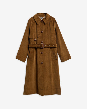 Young Ideas & Henmores -Antonella Cord Trench Casual Jacket -TA51 Tan/Birchwood Dress -8