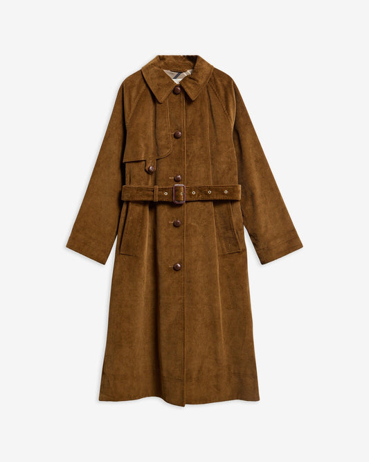 Young Ideas & Henmores -Antonella Cord Trench Casual Jacket -TA51 Tan/Birchwood Dress -8