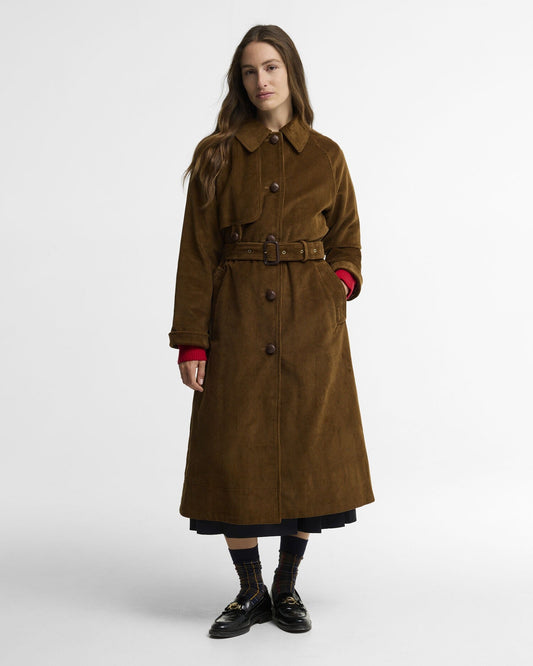 Young Ideas & Henmores -Antonella Cord Trench Casual Jacket -TA51 Tan/Birchwood Dress -8