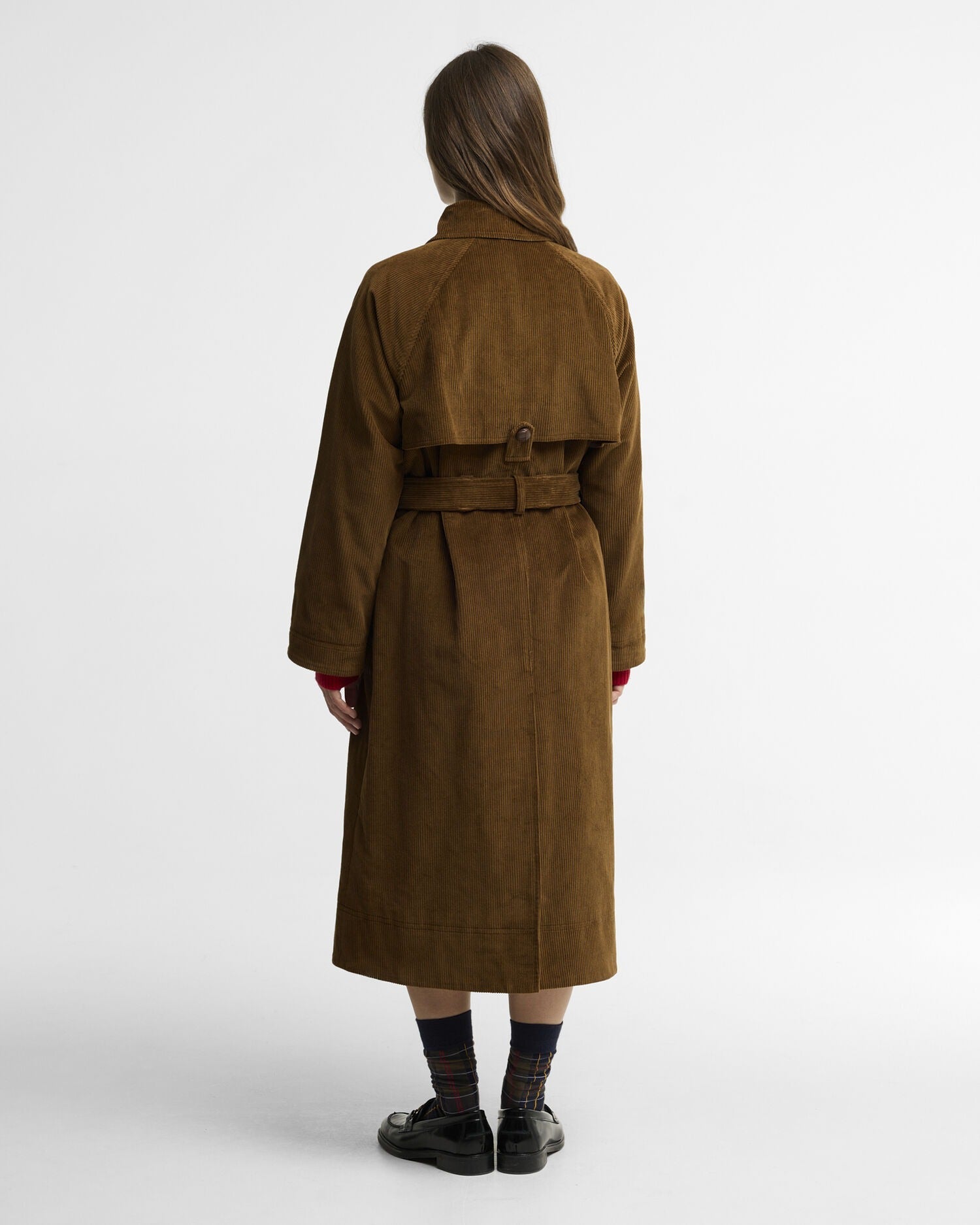 Young Ideas & Henmores -Antonella Cord Trench Casual Jacket -TA51 Tan/Birchwood Dress -8