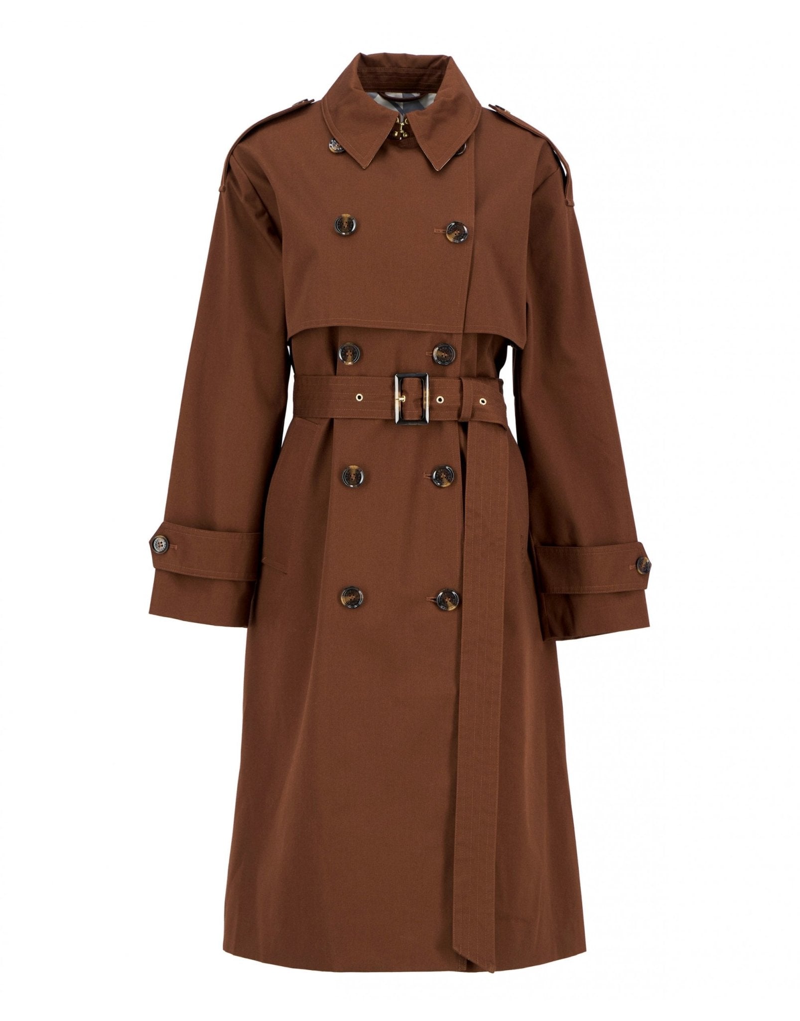 Young Ideas/Henmores - Aoife Trench Showerproof - BE31 Military Brown/Hessian Tartan - 8