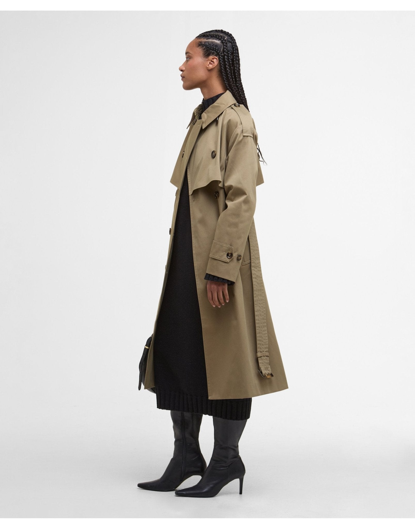 Young Ideas/Henmores - Aoife Trench Showerproof - BE31 Military Brown/Hessian Tartan - 8