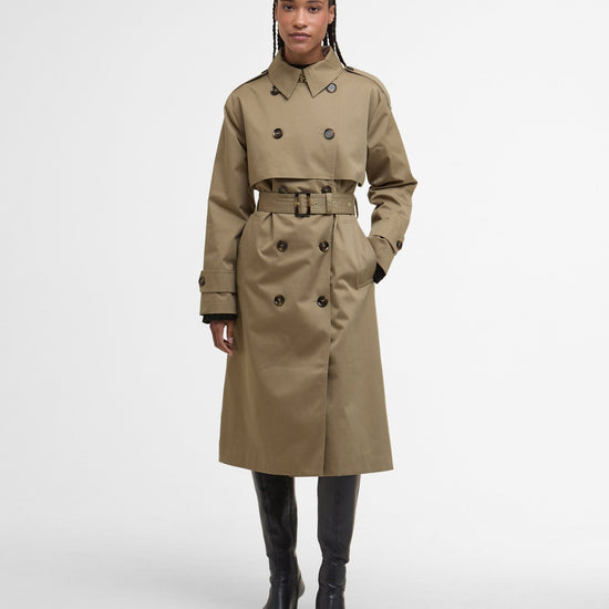 Young Ideas/Henmores - Aoife Trench Showerproof - BE31 Military Brown/Hessian Tartan - 8