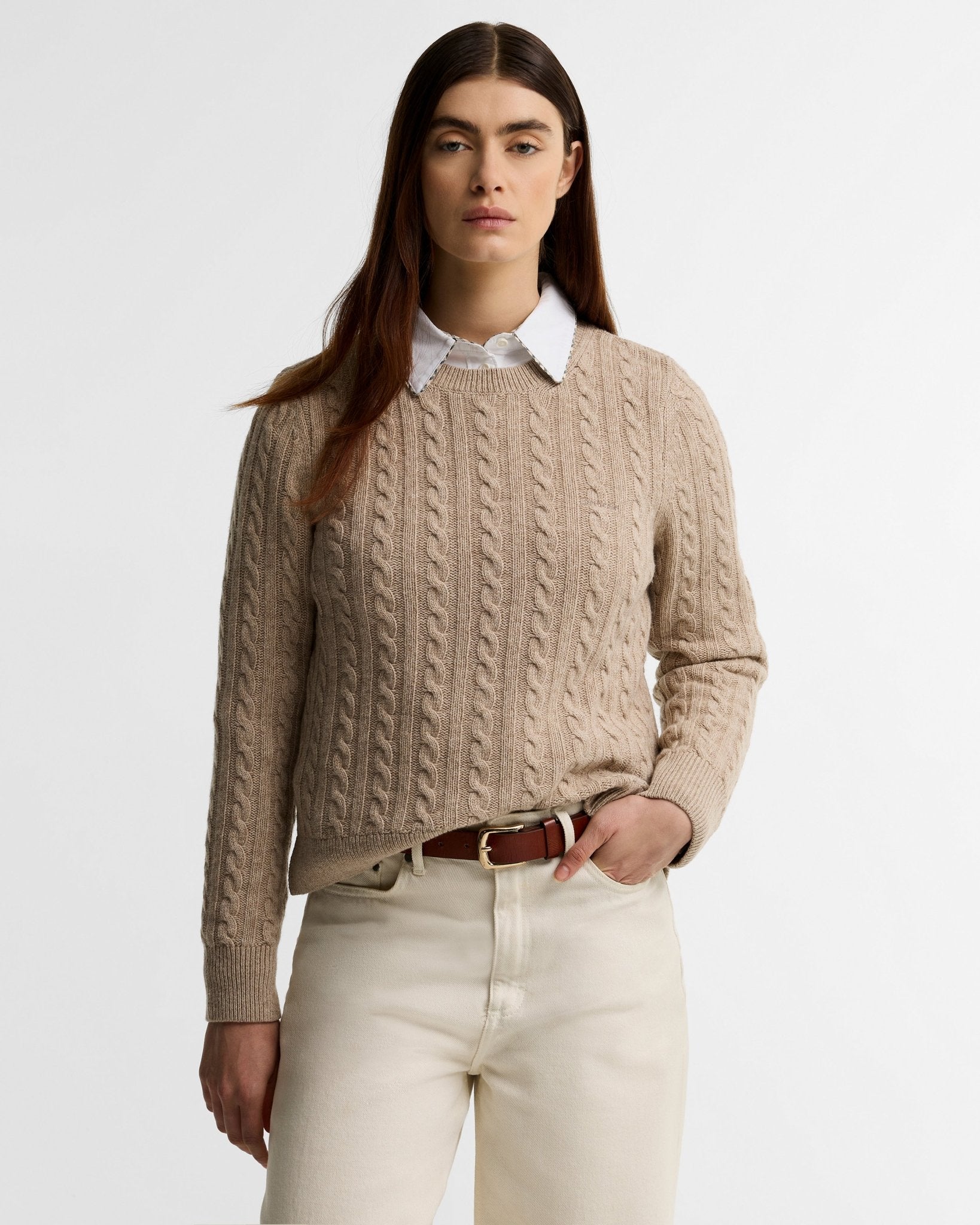 Young Ideas & Henmores -Ashdown Cable Knitted Jumper -BE54 Honey -8