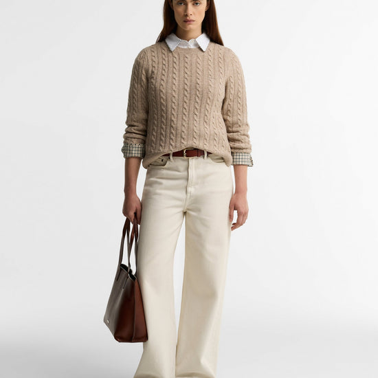 Young Ideas & Henmores -Ashdown Cable Knitted Jumper -BE54 Honey -8