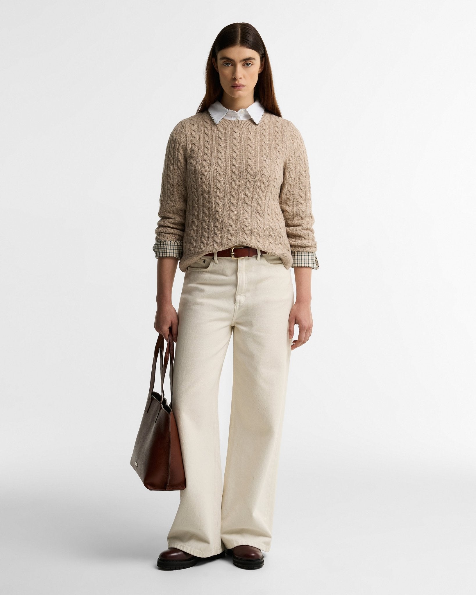 Young Ideas & Henmores -Ashdown Cable Knitted Jumper -BE54 Honey -8