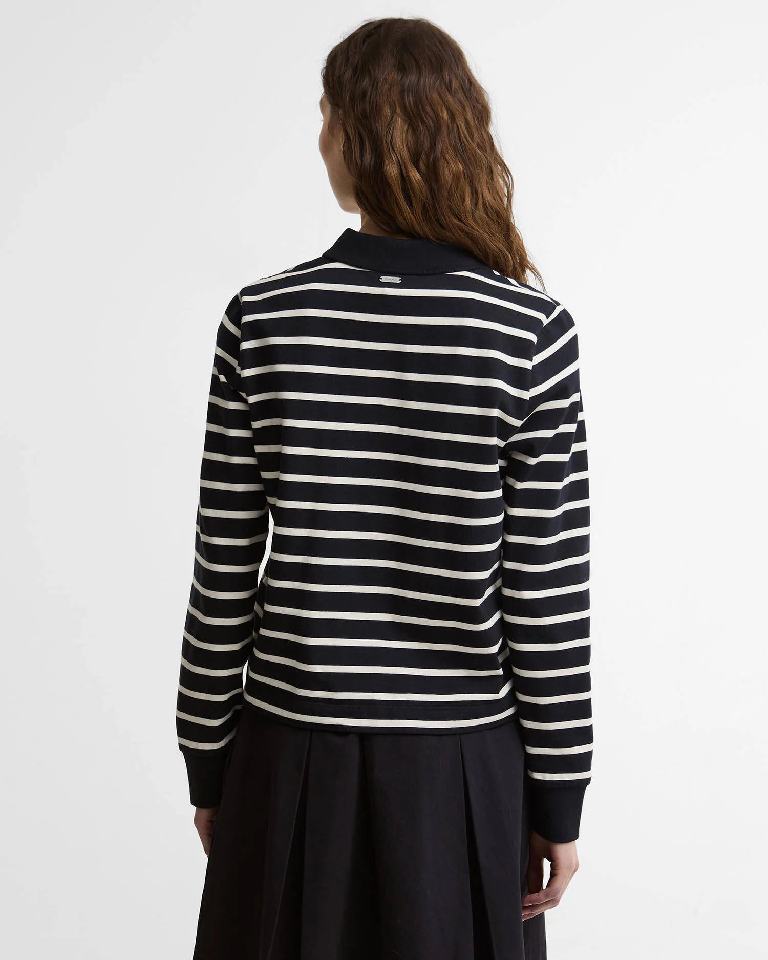 Young Ideas & Henmores - Ashwell Long Sleeve Polo Top - NY99 Dark Navy Stripe - 8