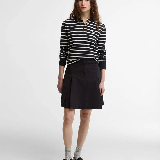 Young Ideas & Henmores - Ashwell Long Sleeve Polo Top - NY99 Dark Navy Stripe - 8