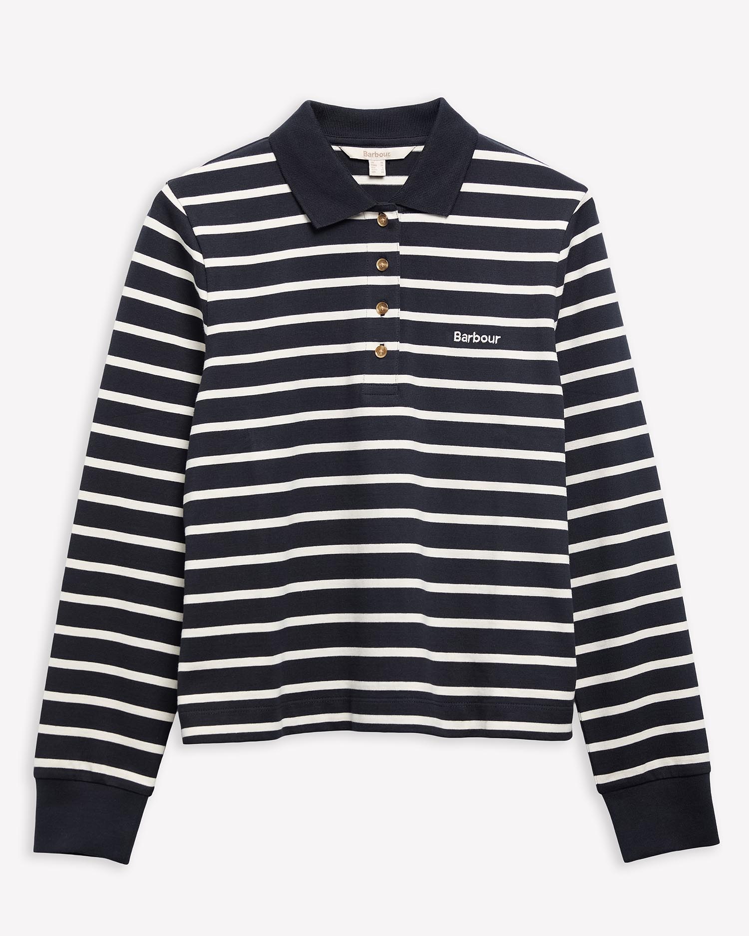 Young Ideas & Henmores - Ashwell Long Sleeve Polo Top - NY99 Dark Navy Stripe - 8