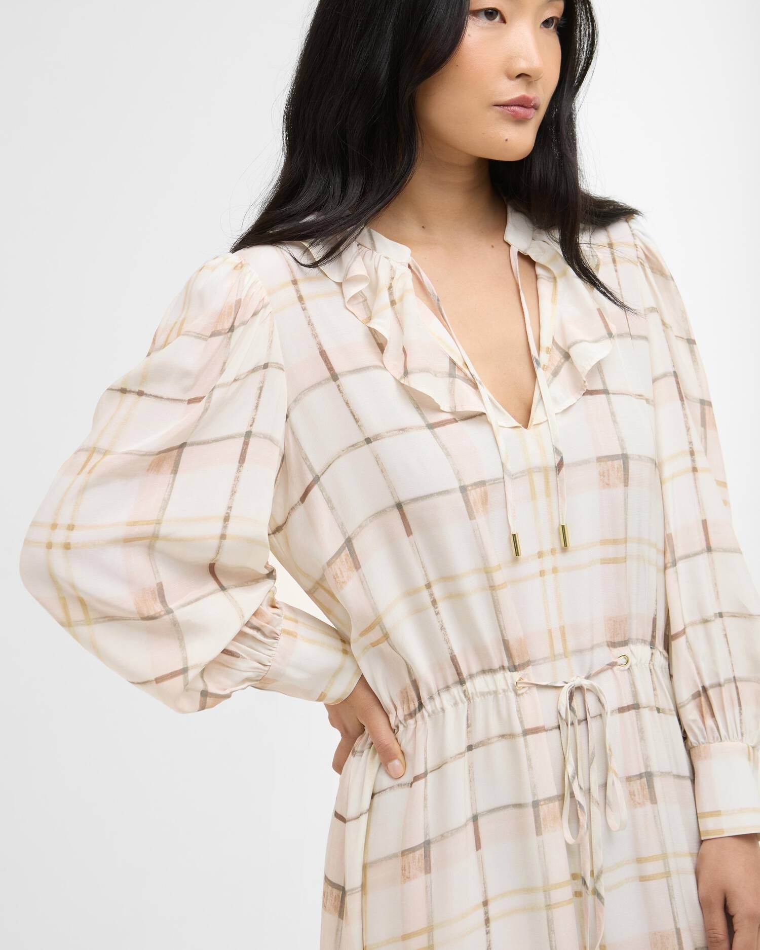 Young Ideas/Henmores - Asker Midi Dress - PI93 Silver Peony Painted Check - 8