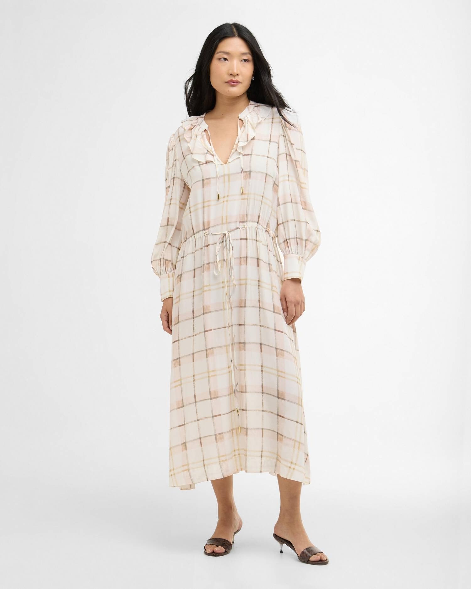 Young Ideas/Henmores - Asker Midi Dress - PI93 Silver Peony Painted Check - 8