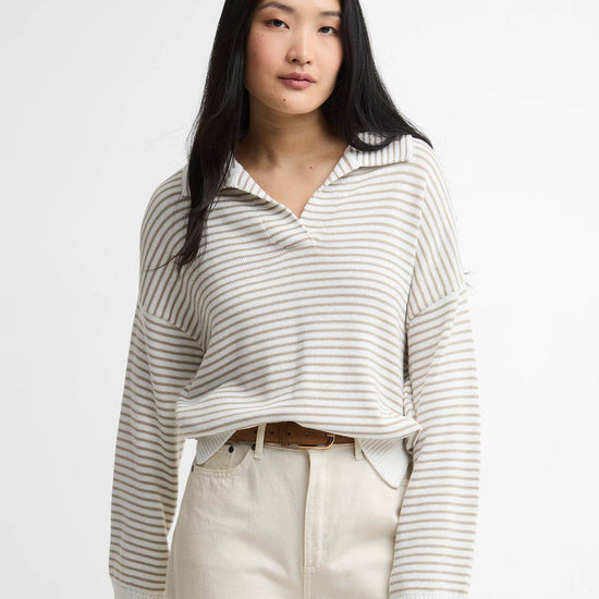 Young Ideas & Henmores - Aylesby Knitted Jumper - WH71 Cloud/Sand Stripe - 8
