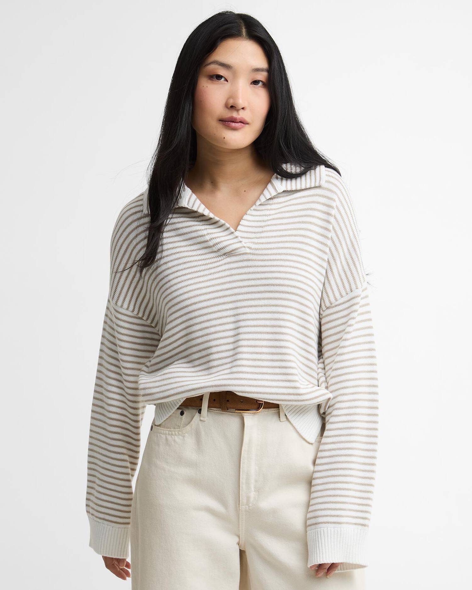 Young Ideas & Henmores - Aylesby Knitted Jumper - WH71 Cloud/Sand Stripe - 8