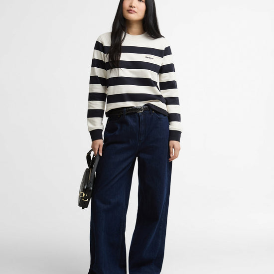 Young Ideas & Henmores -Aylesby Striped Sweatshirt -NY96 Dark Navy/Cloud Stripe -8