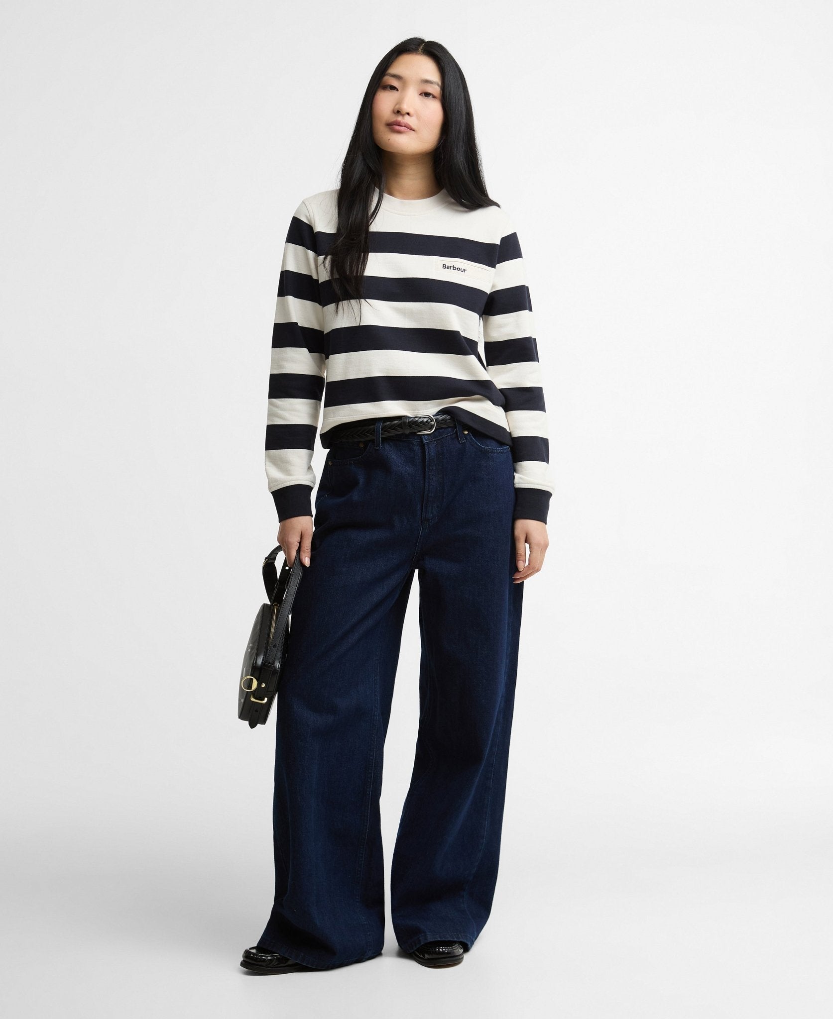 Young Ideas & Henmores -Aylesby Striped Sweatshirt -NY96 Dark Navy/Cloud Stripe -8