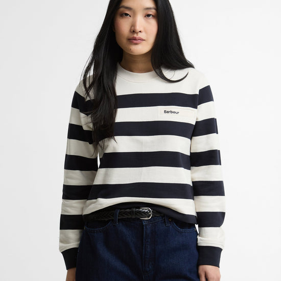 Young Ideas & Henmores -Aylesby Striped Sweatshirt -NY96 Dark Navy/Cloud Stripe -8