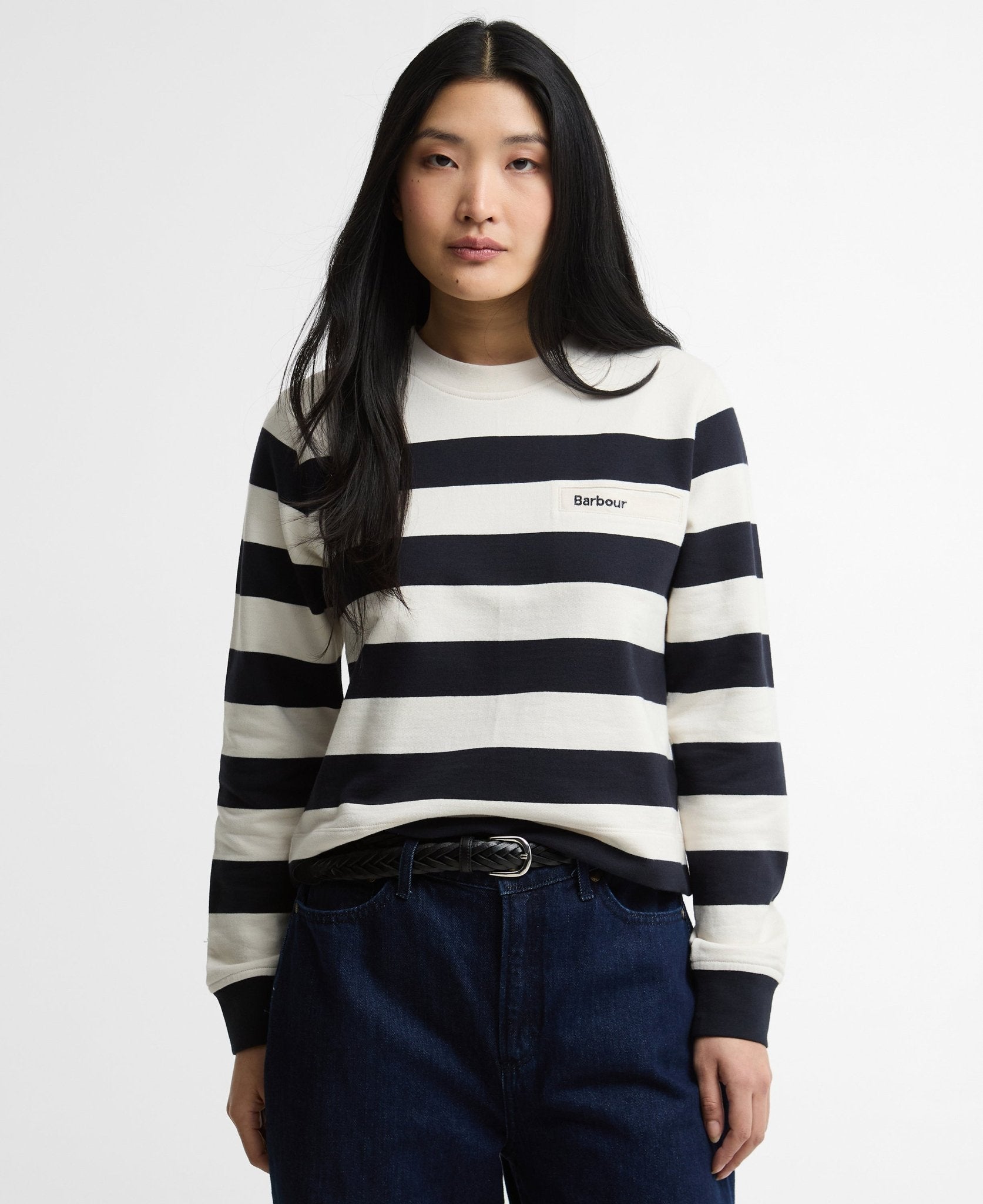Young Ideas & Henmores -Aylesby Striped Sweatshirt -NY96 Dark Navy/Cloud Stripe -8