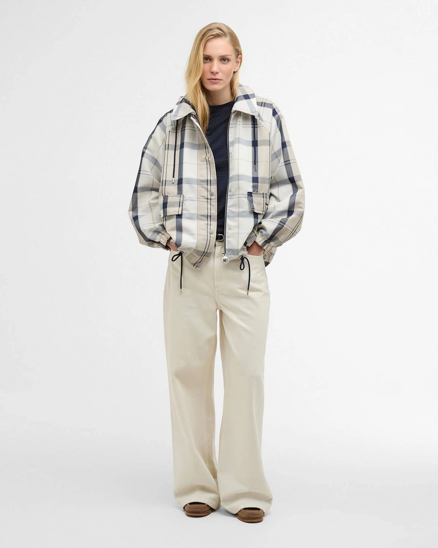 Young Ideas & Henmores - Ballina Check Showerproof Jacket - NY51 Dress Navy Tartan - 8