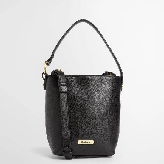 Young Ideas & Henmores -Barbour Cedar Mini Leather Bucket Bag -BK11 Black -OS