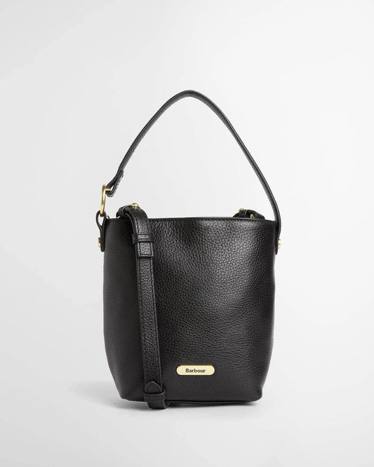 Young Ideas & Henmores -Barbour Cedar Mini Leather Bucket Bag -BK11 Black -OS