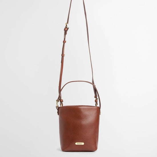 Young Ideas & Henmores -Barbour Cedar Mini Leather Bucket Bag -BR11 Brown -OS