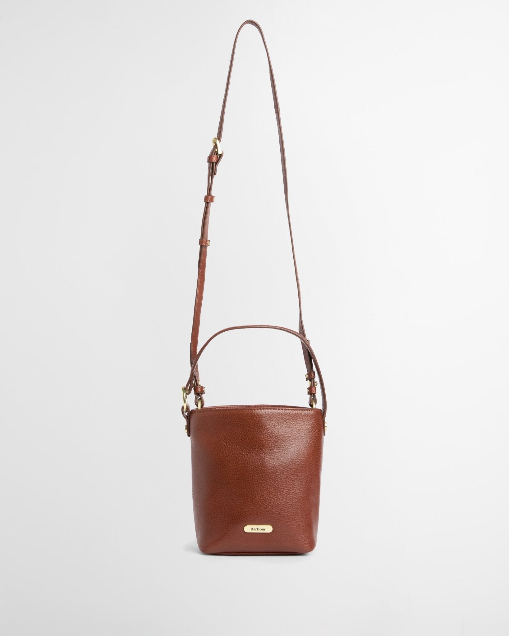 Young Ideas & Henmores -Barbour Cedar Mini Leather Bucket Bag -BR11 Brown -OS