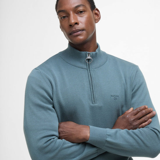 Young Ideas/Henmores - Barbour Cotton 1/2 Zip Jumper - BE12 Dark Chambray - M