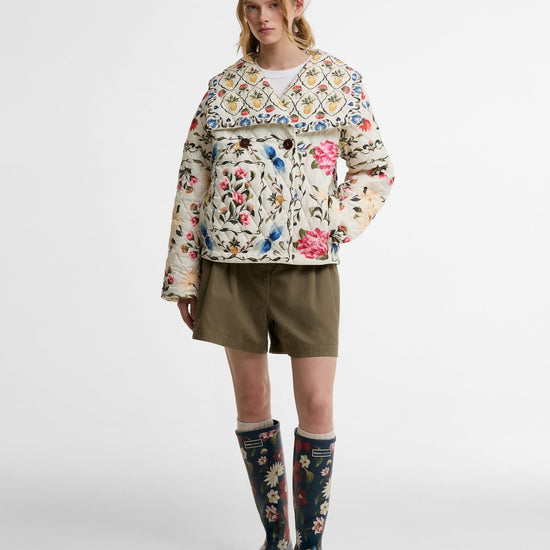 Young Ideas & Henmores - Barbour X Farm Rio Azelia Quilted Jacket - WH12 Cream Spring Petal\Flower Cream - XS