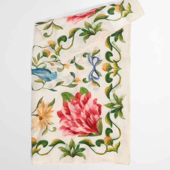 Young Ideas & Henmores - Barbour X Farm Rio Azelia Scarf - WH12 Cream Spring Petal - 1