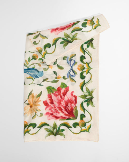 Young Ideas & Henmores - Barbour X Farm Rio Azelia Scarf - WH12 Cream Spring Petal - 1
