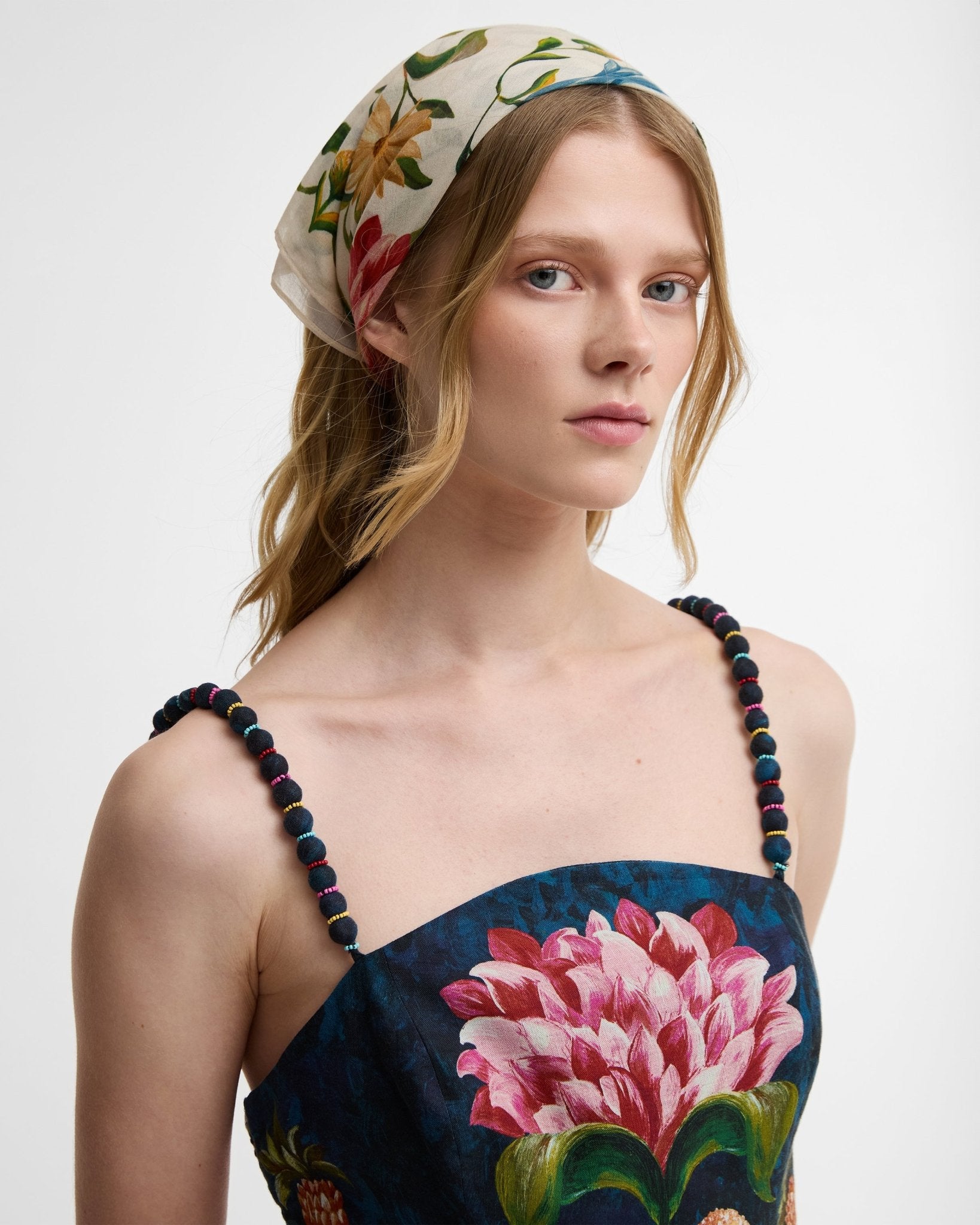 Young Ideas & Henmores - Barbour X Farm Rio Azelia Scarf - WH12 Cream Spring Petal - 1