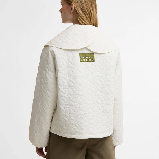 Young Ideas & Henmores - Barbour X Farm Rio Lotus Quilted Jacket - WH51 White Rose - XS