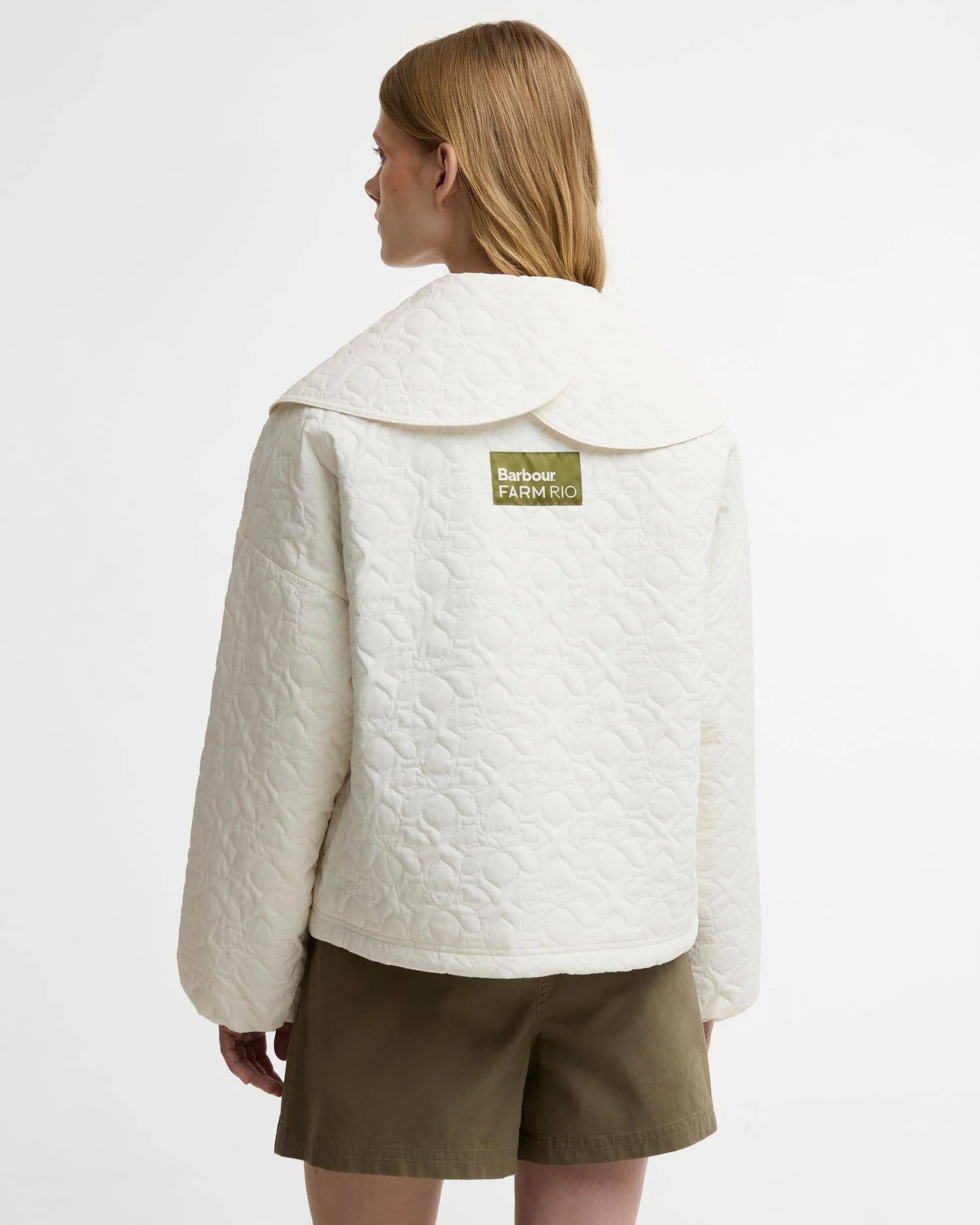 Young Ideas & Henmores - Barbour X Farm Rio Lotus Quilted Jacket - WH51 White Rose - XS