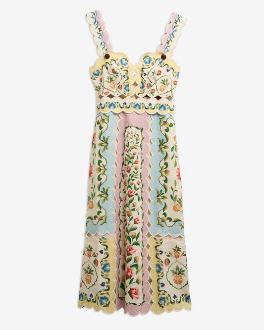 Young Ideas & Henmores - Barbour X Farm Rio Petal Dress - WH12 Cream Spring Petal Flower Print - XS