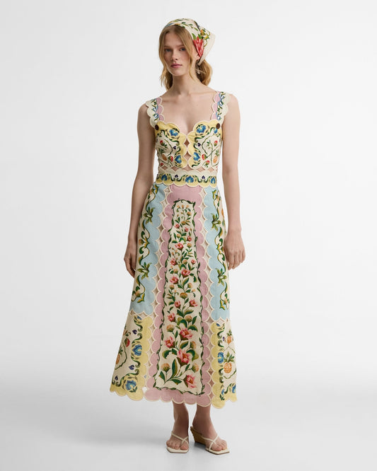 Young Ideas & Henmores - Barbour X Farm Rio Petal Dress - WH12 Cream Spring Petal Flower Print - XS