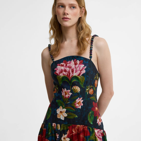 Young Ideas & Henmores - Barbour X Farm Rio Wild Flower Dress - NY72 Navy Wild Flower Print - S