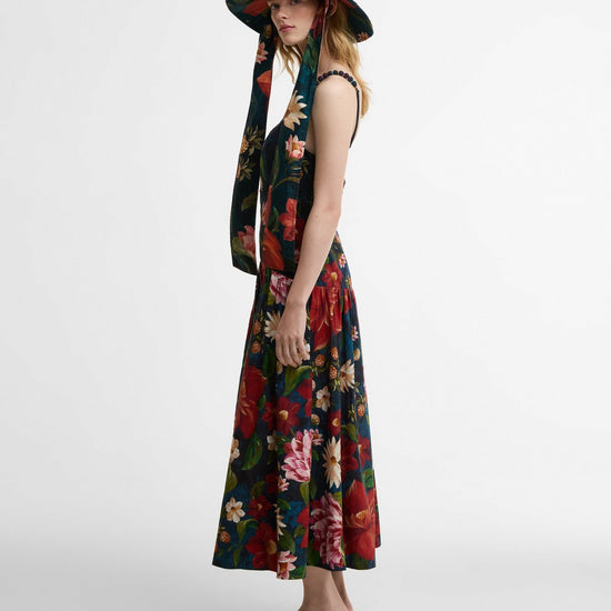 Young Ideas & Henmores - Barbour X Farm Rio Wild Flower Dress - NY72 Navy Wild Flower Print - S